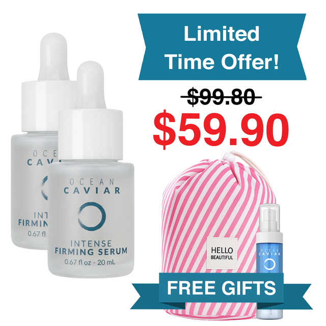 2 Sérums Reafirmantes Caviar + Limpiador Ocean y Neceser cosmético GRATIS