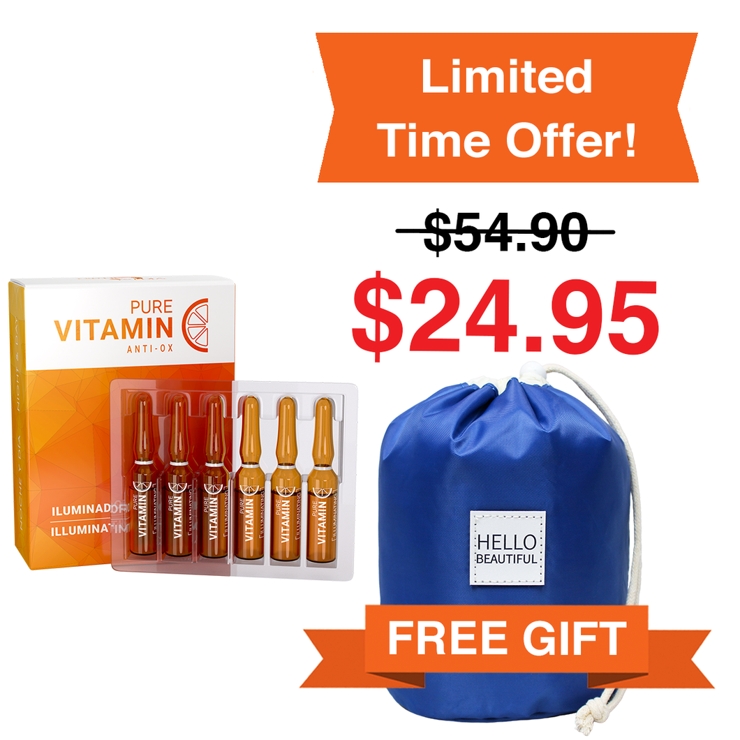 Vitamin C Concentrate (12-Pack of Ampoules)  & Free Cosmetic Bag